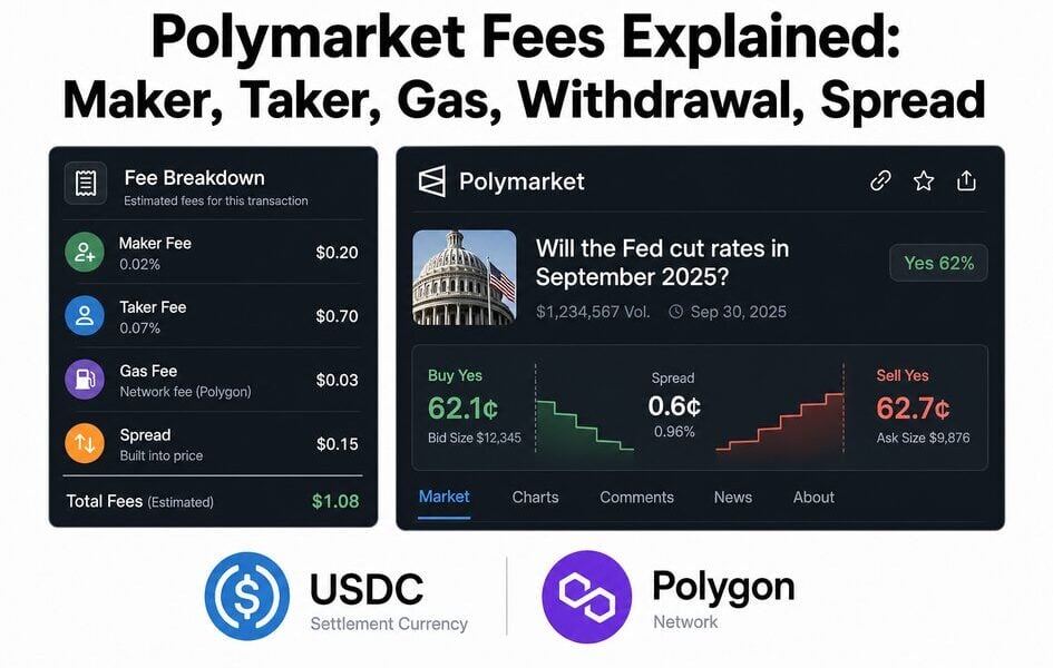 Polymarket Fees Explained: Maker, Taker, Gas, Withdrawal, Spread